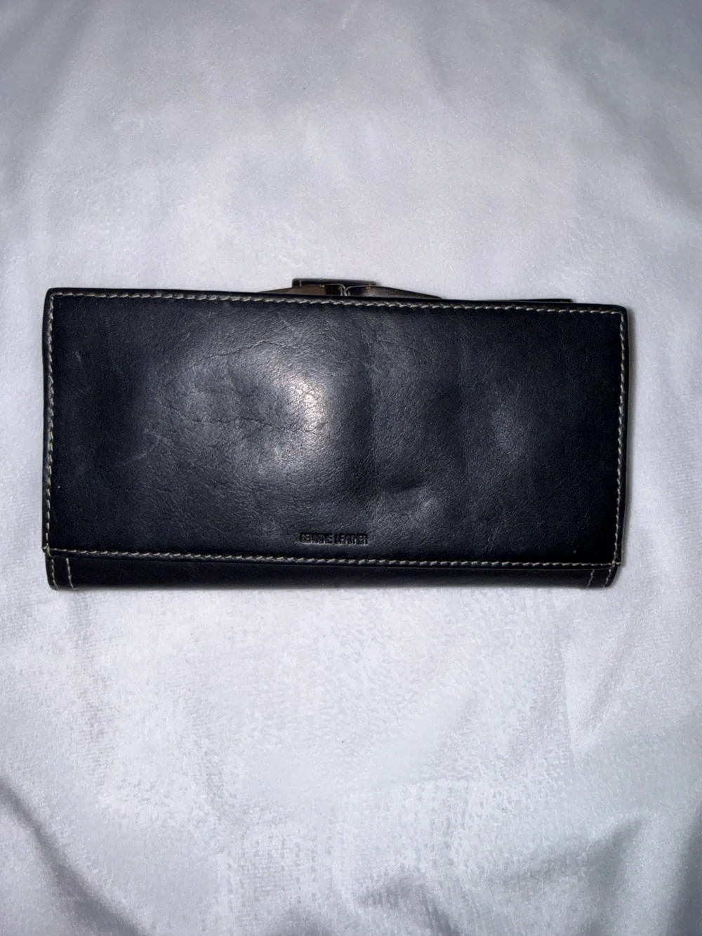 Fossil Black Leather Organizer Clutch Wallet Buckle ID Card Holder
